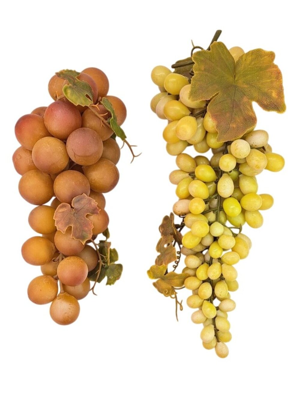 Vintage Artificial Grapes Green Amber Clusters Faux Fruit Fake MCM Decor Rubber
